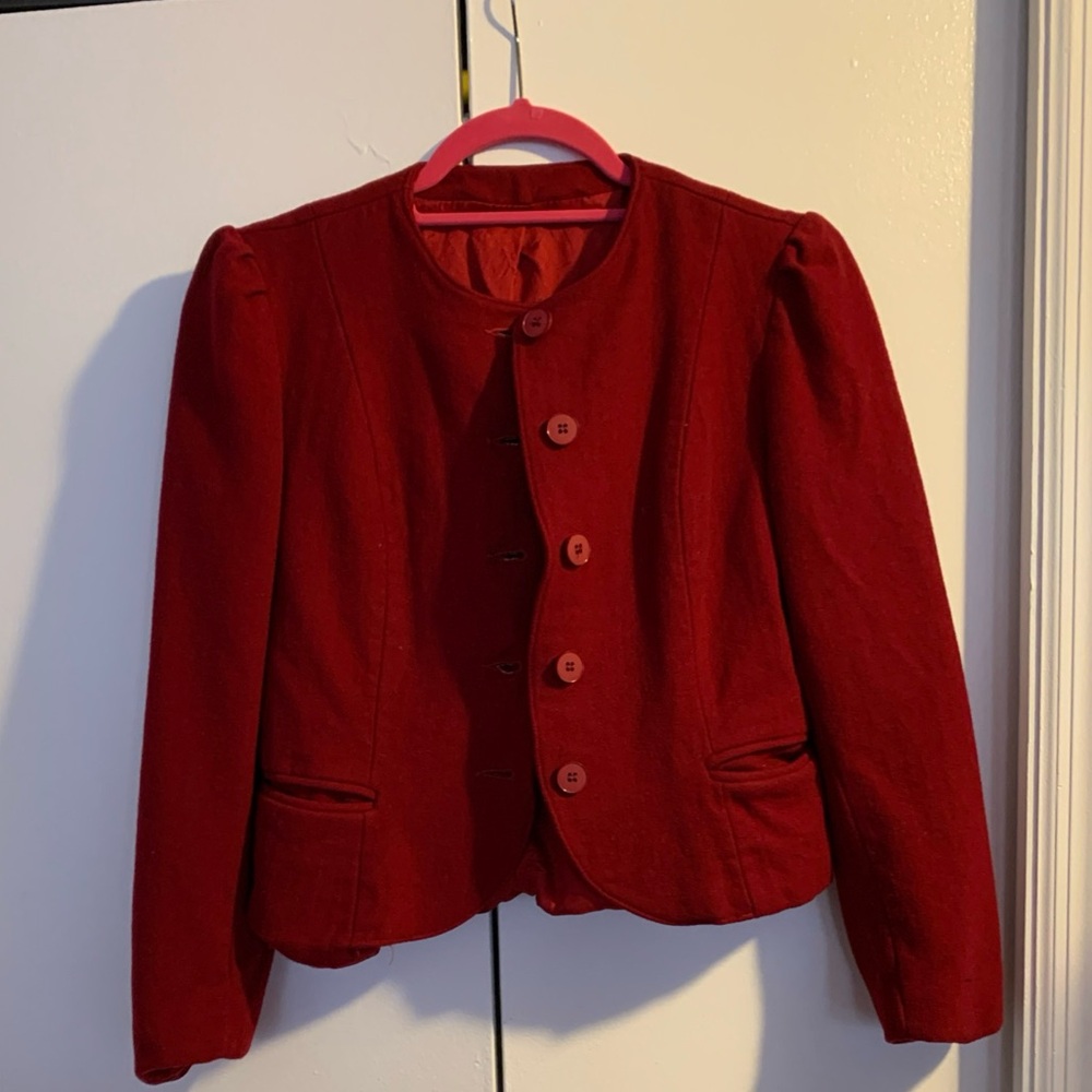 American Vintage Norgail Red 100% Wool Blazer Size Small